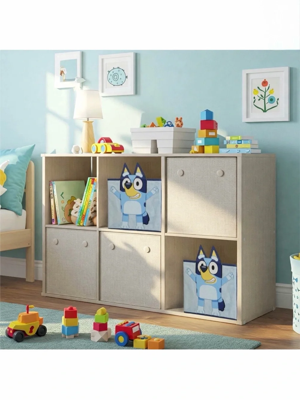 2 Pack Bluey Kids Collapsible Storage Bin Set - 10” x 10”
